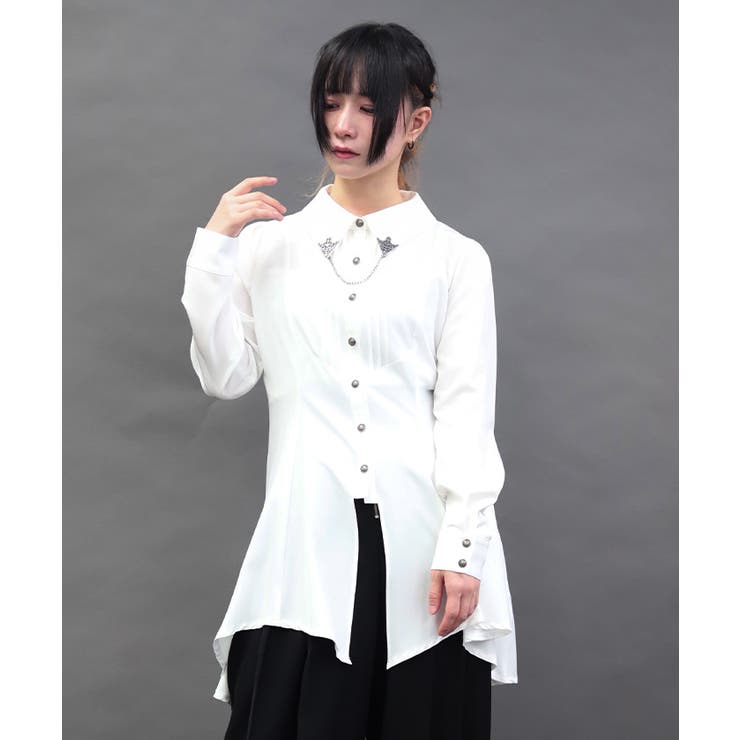 白 | 襟金具フィッシュテールブラウス | axes femme
