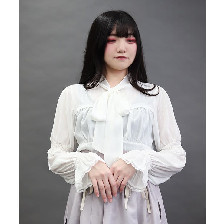 シャーリングボウタイブラウス | axes femme | 詳細画像4 