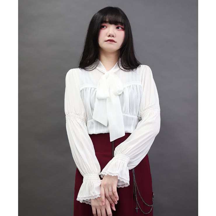 シャーリングボウタイブラウス | axes femme | 詳細画像5 