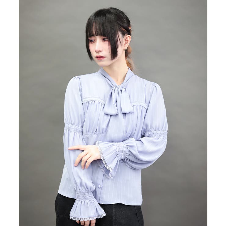 ラベンダー | シャーリングボウタイブラウス | axes femme