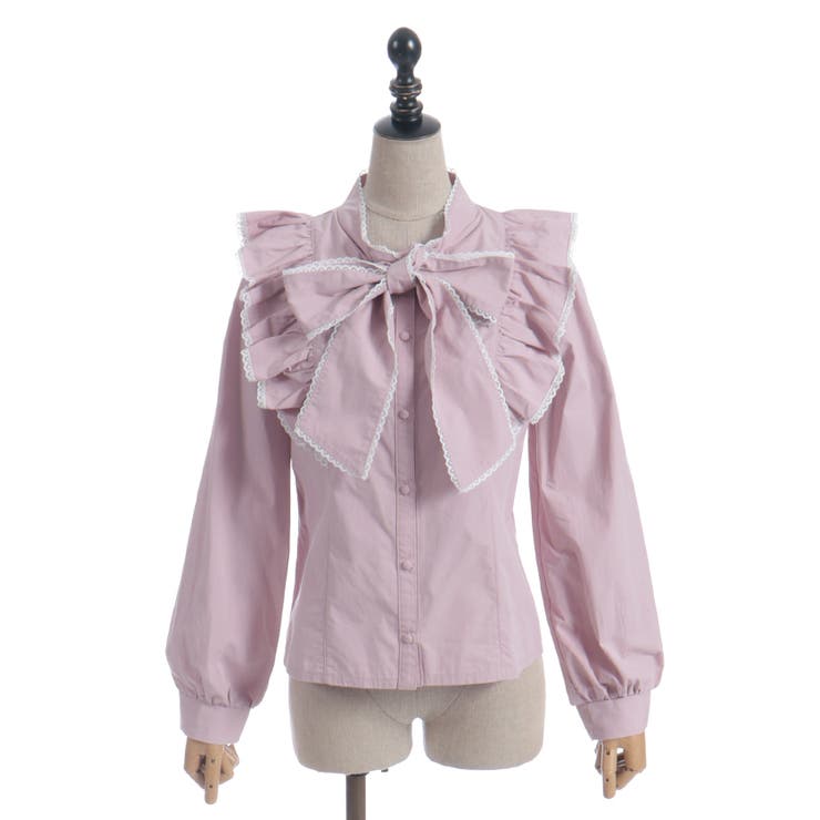 配色ピコレースボウタイブラウス | axes femme | 詳細画像16 