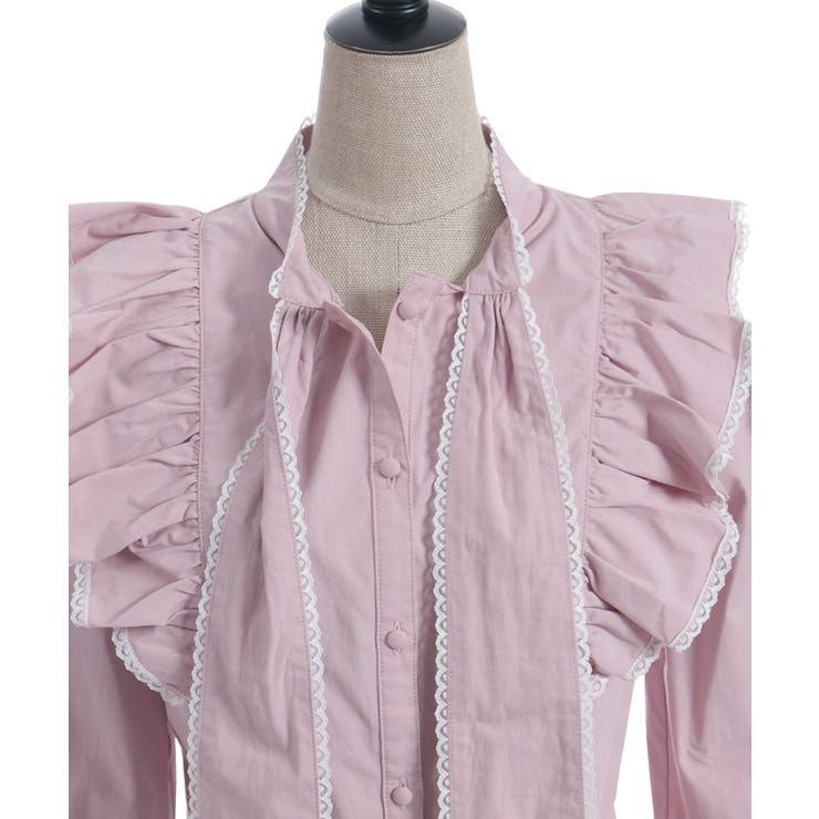 配色ピコレースボウタイブラウス | axes femme | 詳細画像19 