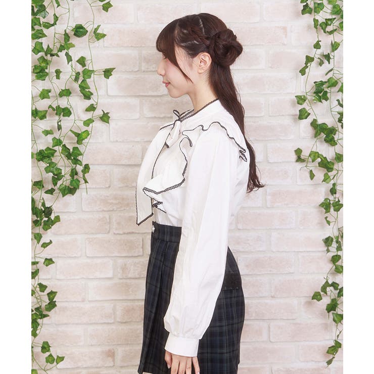 配色ピコレースボウタイブラウス | axes femme | 詳細画像2 