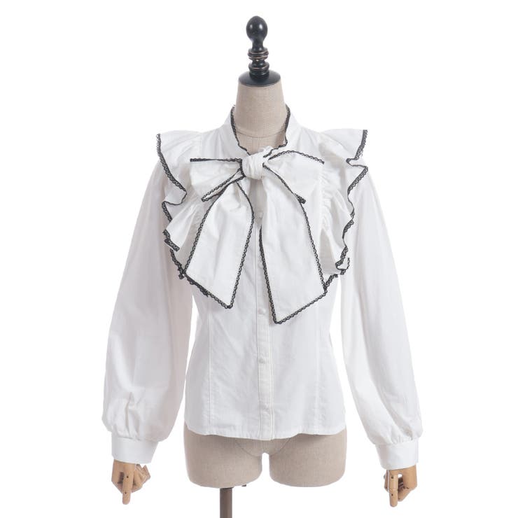 配色ピコレースボウタイブラウス | axes femme | 詳細画像24 