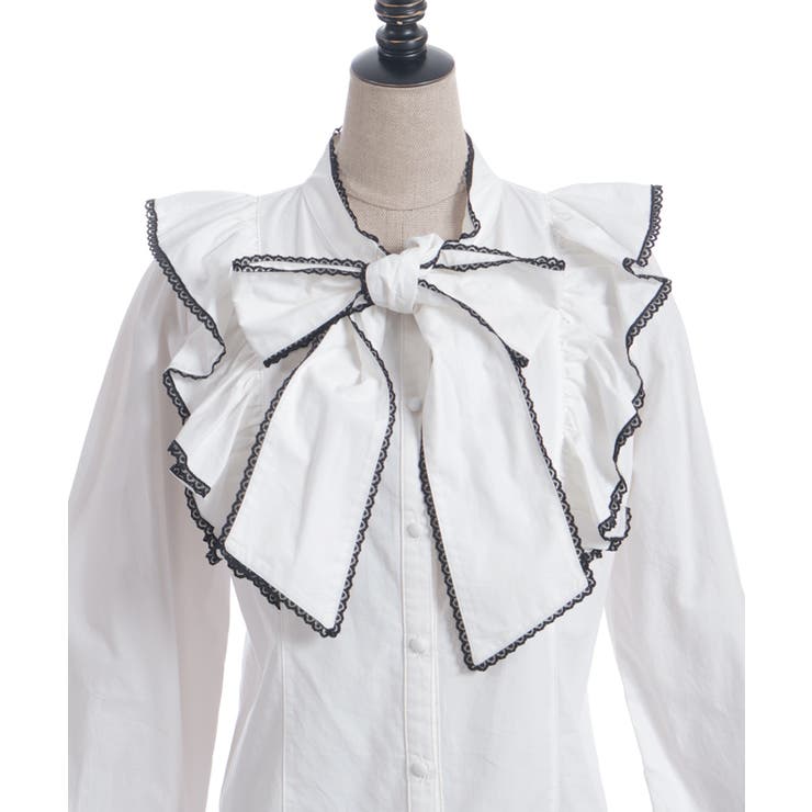 配色ピコレースボウタイブラウス | axes femme | 詳細画像27 