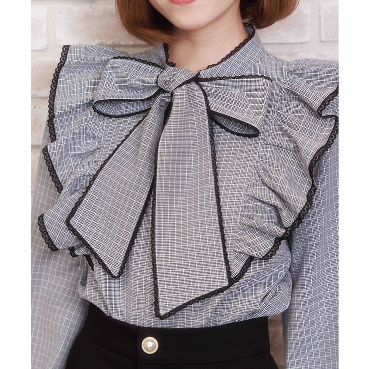 配色ピコレースボウタイブラウス | axes femme | 詳細画像7 