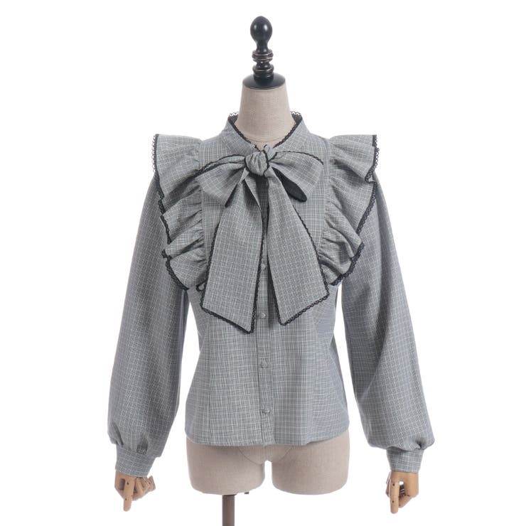 配色ピコレースボウタイブラウス | axes femme | 詳細画像8 