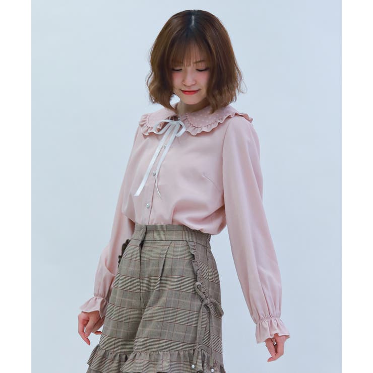 ハートチュールビッグ襟ブラウス | axes femme | 詳細画像4 