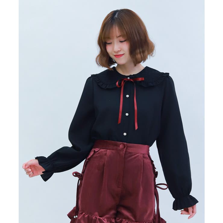 ハートチュールビッグ襟ブラウス | axes femme | 詳細画像7 