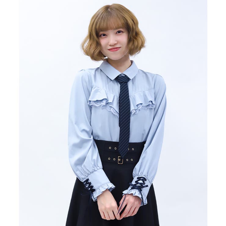 サックス | 2WAYストライプタイ付ブラウス | axes femme