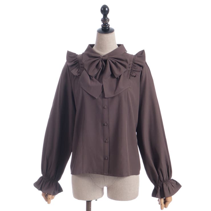 ビッグリボン付き丸襟ブラウス[品番：IGAW0007118]｜axes femme