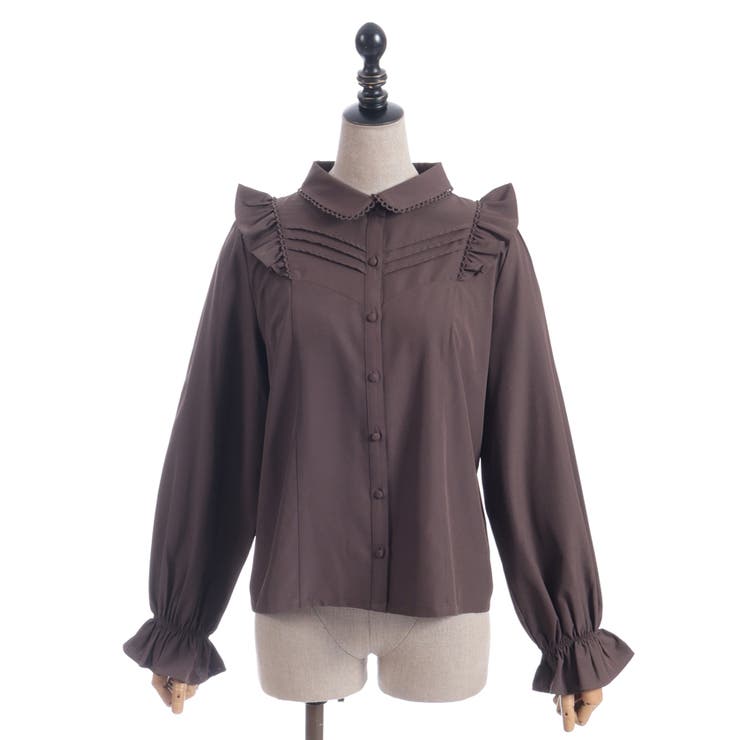 tricot 丸襟ブラウス ビッグリボン付き丸襟ブラウス[品番：IGAW0007118]｜axes femme