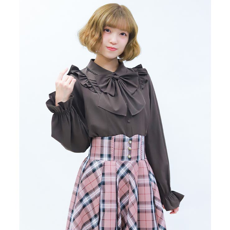 ビッグリボン付き丸襟ブラウス[品番：IGAW0007118]｜axes femme