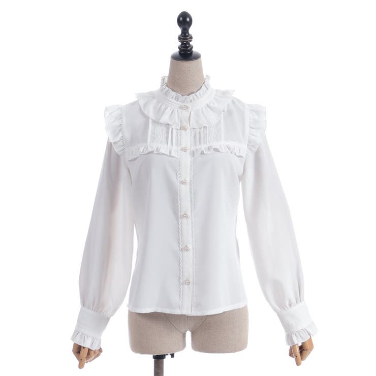 スタンドカラーフリルブラウス | axes femme | 詳細画像12 