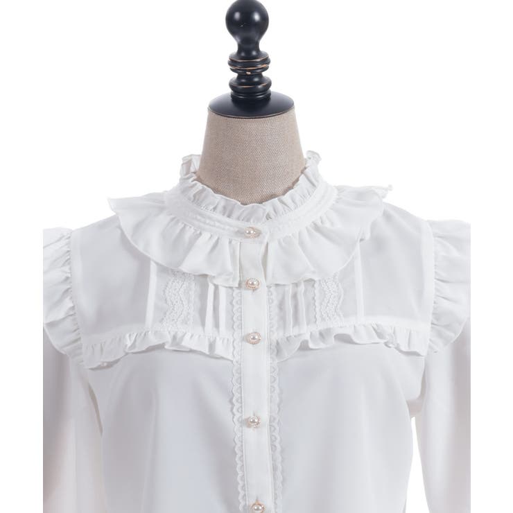 スタンドカラーフリルブラウス | axes femme | 詳細画像15 