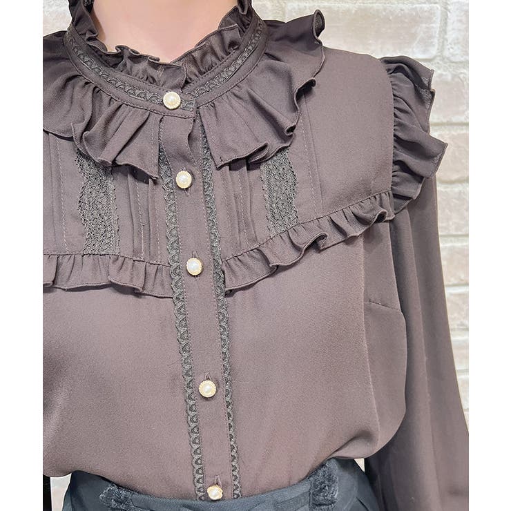 スタンドカラーフリルブラウス | axes femme | 詳細画像8 