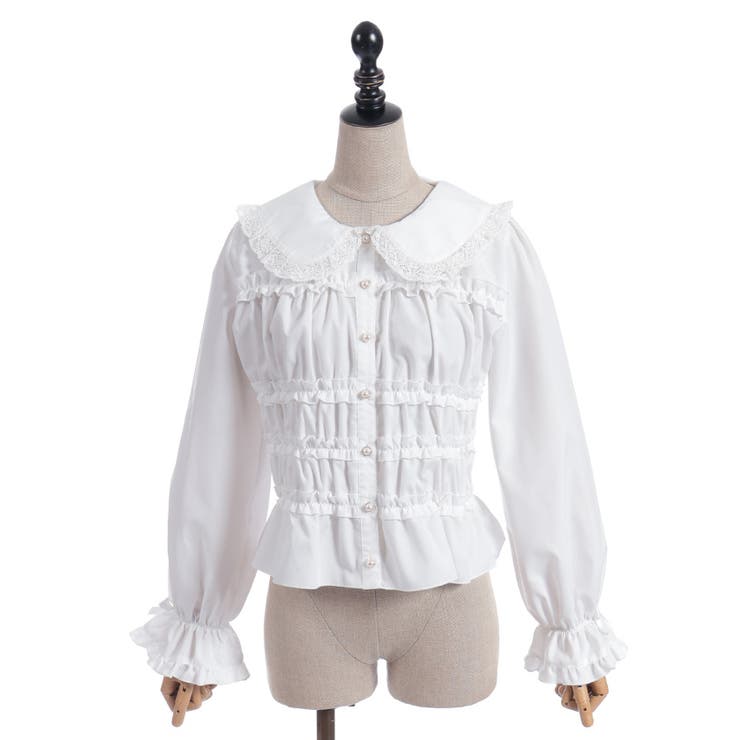 シャーリングフリル丸襟ブラウス | axes femme | 詳細画像12 