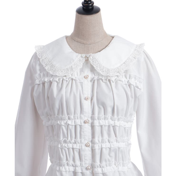 シャーリングフリル丸襟ブラウス | axes femme | 詳細画像15 