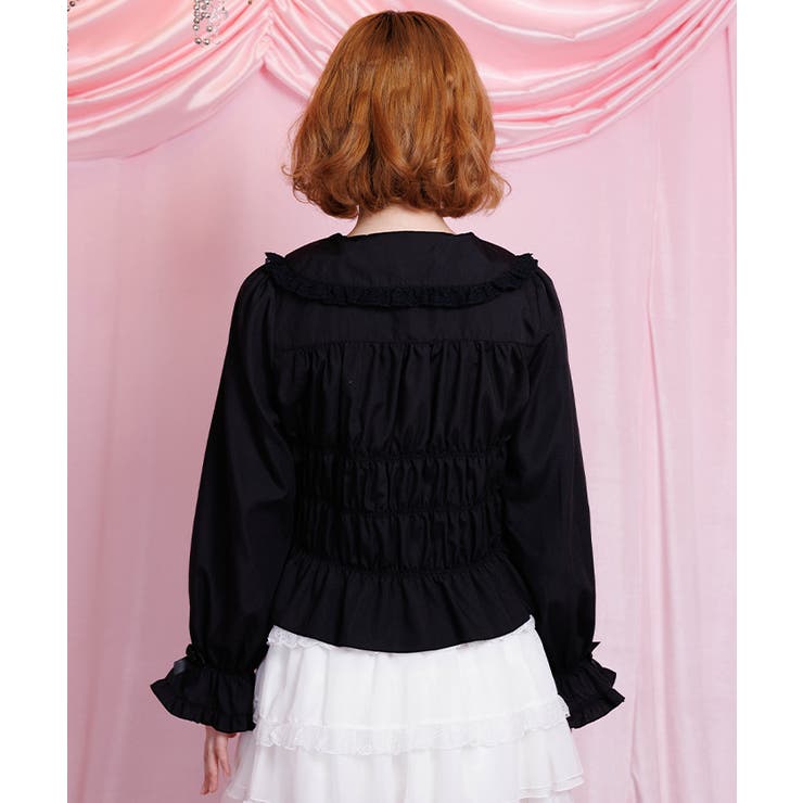 シャーリングフリル丸襟ブラウス | axes femme | 詳細画像3 