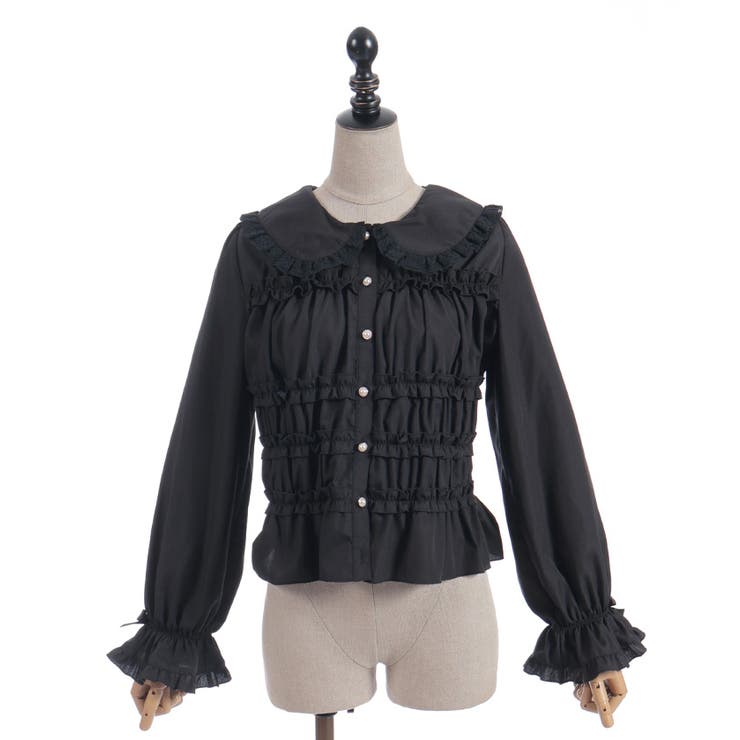 シャーリングフリル丸襟ブラウス | axes femme | 詳細画像4 