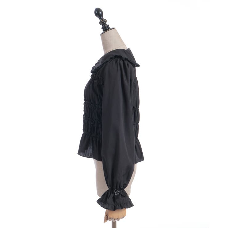 シャーリングフリル丸襟ブラウス | axes femme | 詳細画像5 