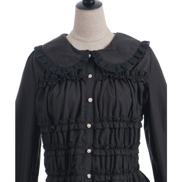 シャーリングフリル丸襟ブラウス | axes femme | 詳細画像7 