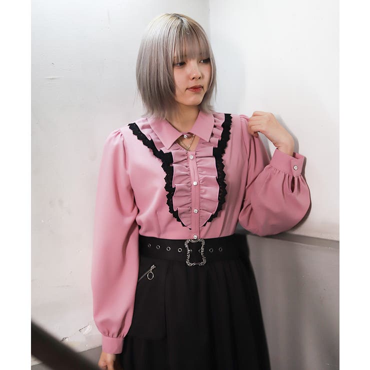 ピンク | ハートチャームフリルブラウス | axes femme