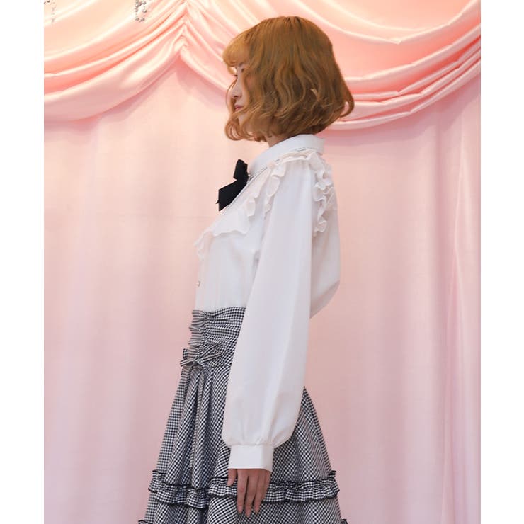 ブローチ付きヨークフリルブラウス | axes femme | 詳細画像2 