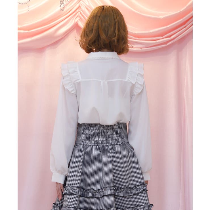 ブローチ付きヨークフリルブラウス | axes femme | 詳細画像3 