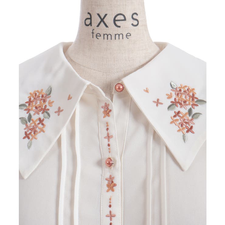 金木犀刺繍襟ブラウス | axes femme | 詳細画像24 