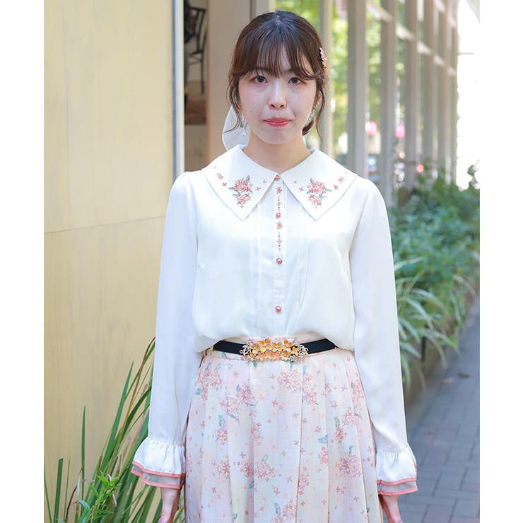 金木犀刺繍襟ブラウス | axes femme | 詳細画像4 