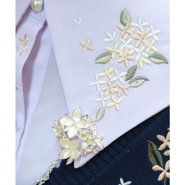 金木犀刺繍襟ブラウス[品番：IGAW0006811]｜axes femme