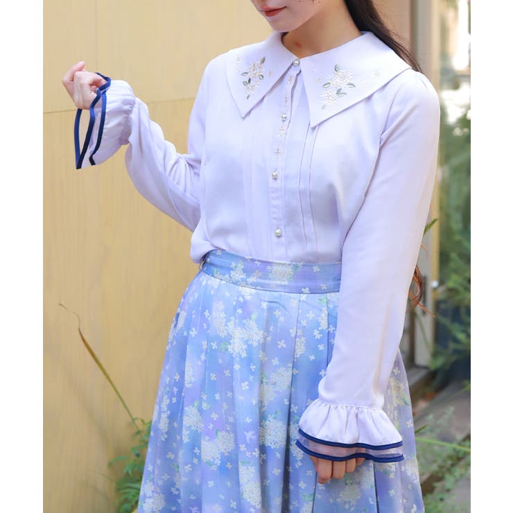 金木犀刺繍襟ブラウス[品番：IGAW0006811]｜axes femme