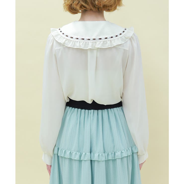 チョコレートリボン丸襟ブラウス[品番：IGAW0007434]｜axes femme