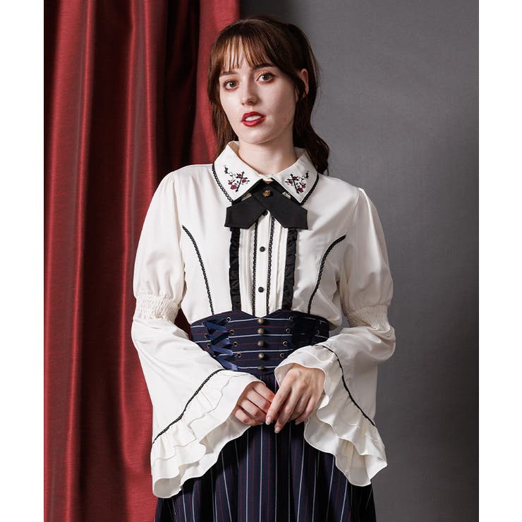 クロスローズ刺繍ブラウス[品番：IGAW0006868]｜axes femme