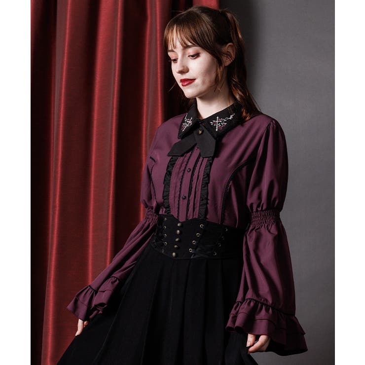 クロスローズ刺繍ブラウス[品番：IGAW0006868]｜axes femme