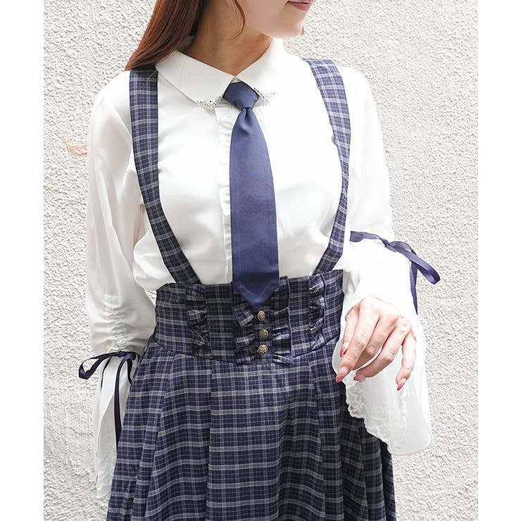 紺 | ネクタイ付フレアスリーブＢＬ | axes femme
