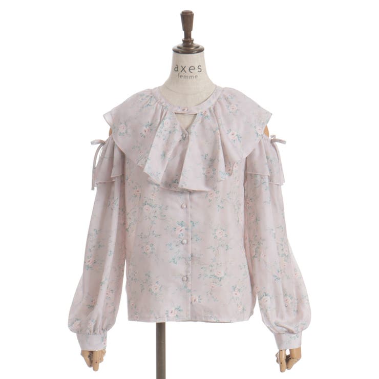 肩開きチョーカー風フリルブラウス | axes femme | 詳細画像18 