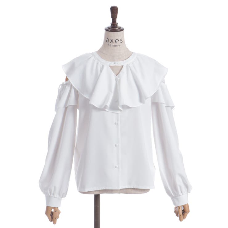 肩開きチョーカー風フリルブラウス | axes femme | 詳細画像27 