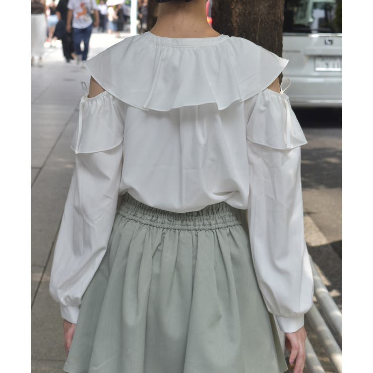 肩開きチョーカー風フリルブラウス | axes femme | 詳細画像3 