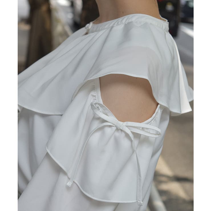 肩開きチョーカー風フリルブラウス | axes femme | 詳細画像5 