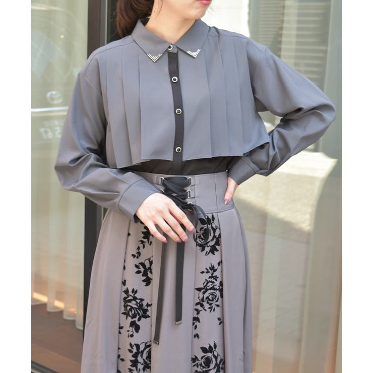 グレー | 金具付バイカラーブラウス | axes femme
