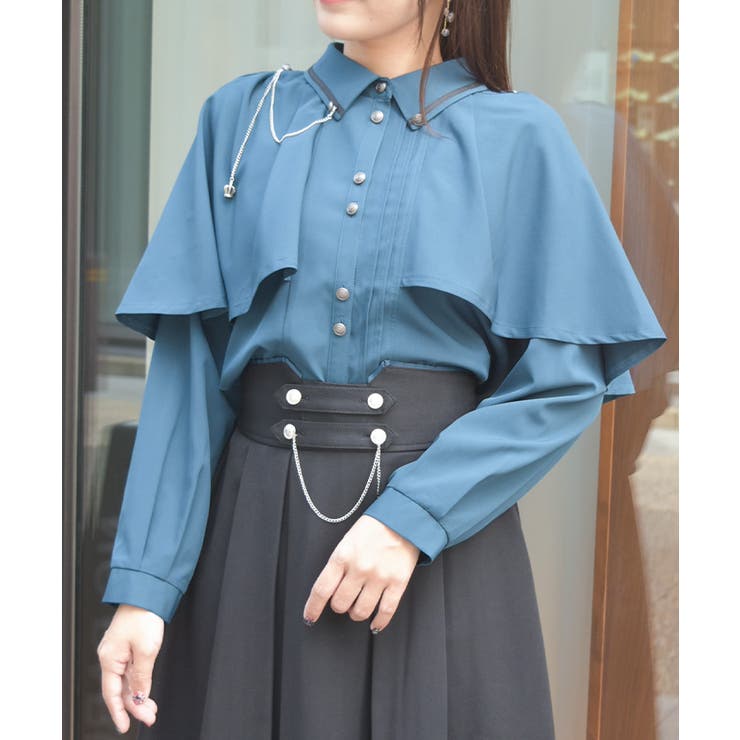 連釦×チェーン付ケープ風ブラウス | axes femme | 詳細画像10 