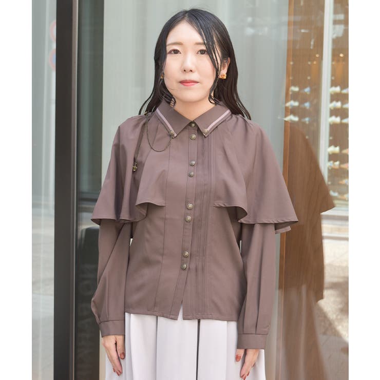 連釦×チェーン付ケープ風ブラウス | axes femme | 詳細画像4 