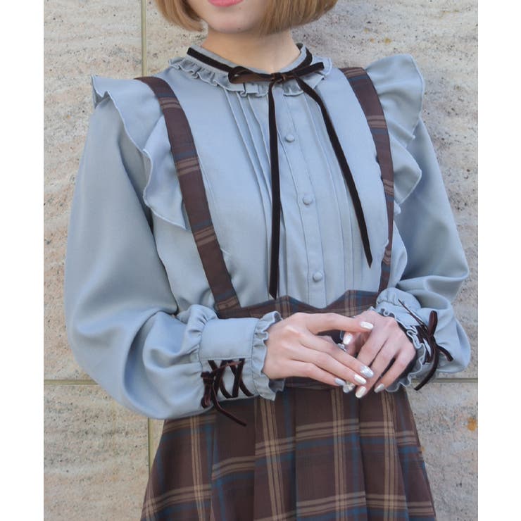 レースアップカフスブラウス | axes femme | 詳細画像1 