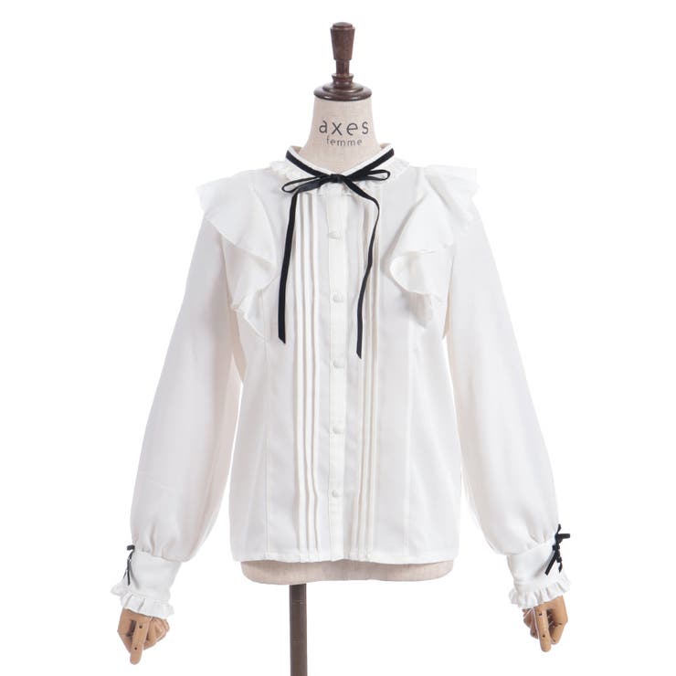 レースアップカフスブラウス | axes femme | 詳細画像17 