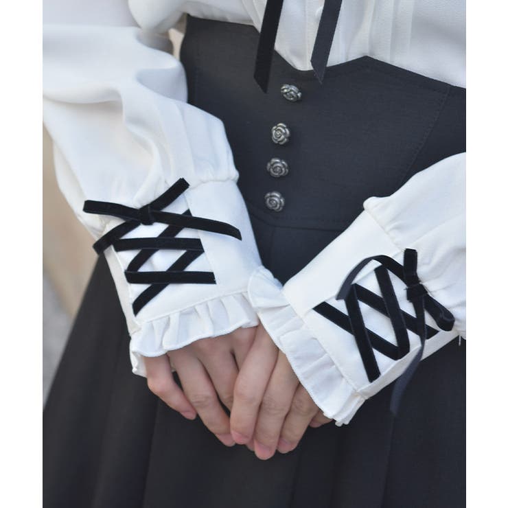 レースアップカフスブラウス | axes femme | 詳細画像6 