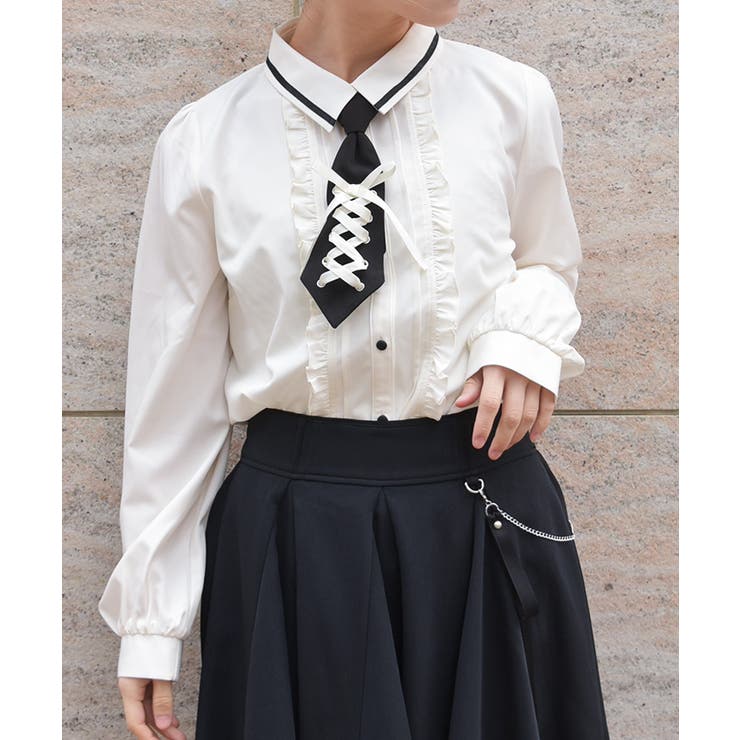 レースアップタイ付ブラウス | axes femme | 詳細画像1 