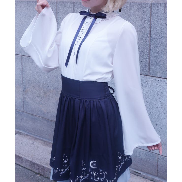 白 | トゥインクル刺繍フレアＢＬ | axes femme