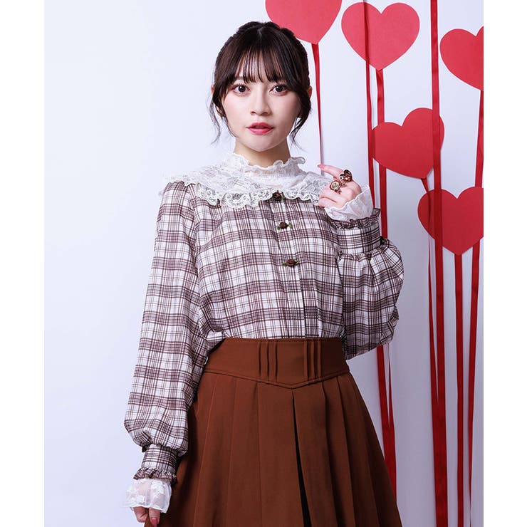 茶 | レース襟ブラウス | axes femme